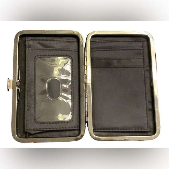 Letter H Initial Hot Pink Embroider Black White Polka Dot Hard Case Card Wallet - Picture 3 of 5